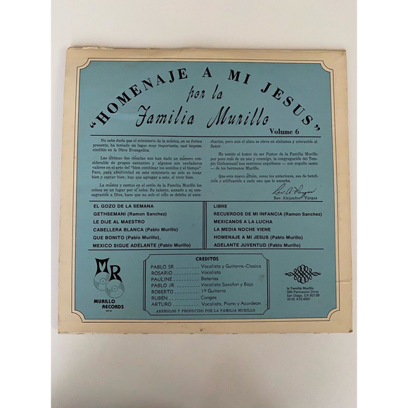 Familia Murillo Volume 6 LP Homenaje A Mi Jesus Murillo Records MR VI 1983 VG - Picture 2 of 7